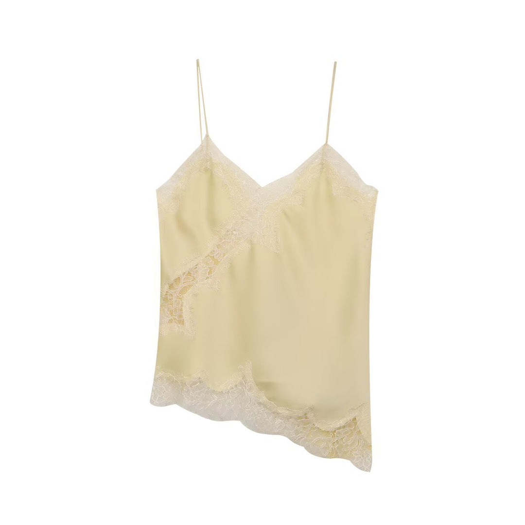 Dame-spets-camisole med asymmetrisk snitt og elegante punkter Skjora