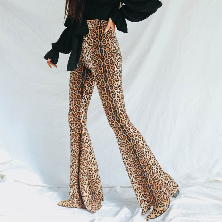 Dame Flared Leggings i dyreprint Tigerstrikk-vask Skjora