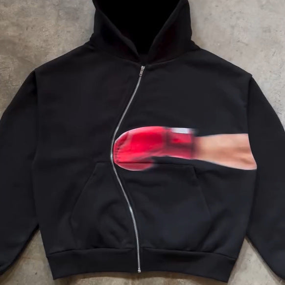 Kvinne hoodie med innovativt grafisk design Skjora