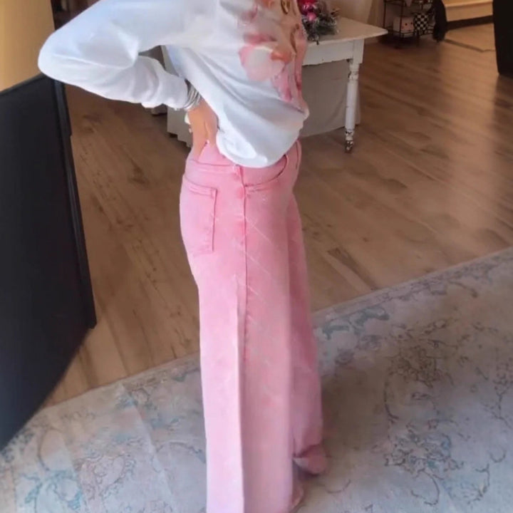 Kvinnelige vide jeans i en avslappet stil med høy midje Skjora