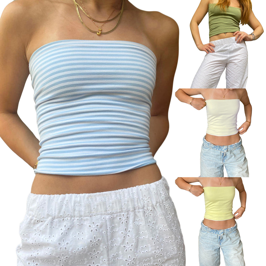Damer Bustier-Topp med fine striper Skjora
