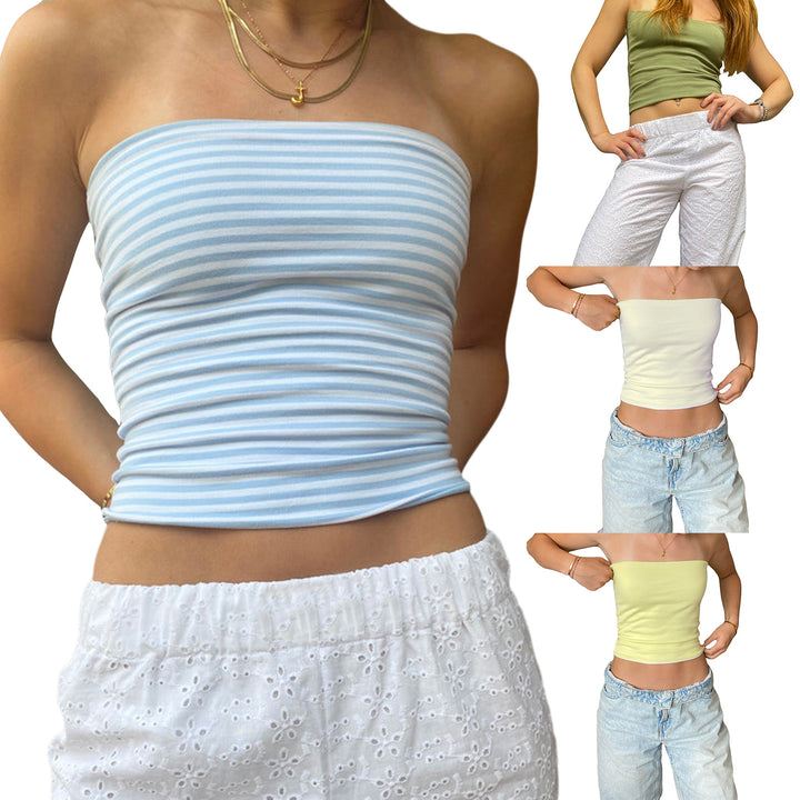 Damer Bustier-Topp med fine striper Skjora