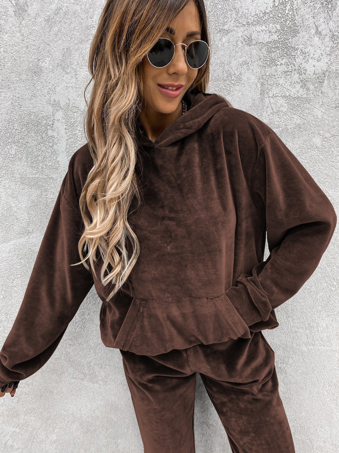 Dame koselig fleece hettegenser med avslappede detaljer Skjora