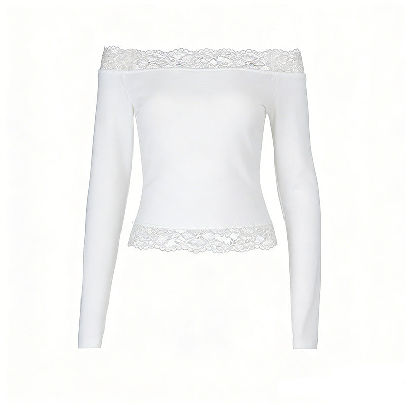 Dame elegant Off-Shoulder skjorte med spiss kant Skjora
