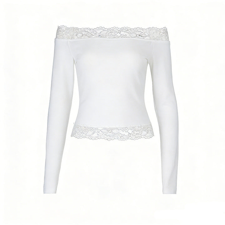Dame elegant Off-Shoulder skjorte med spiss kant Skjora