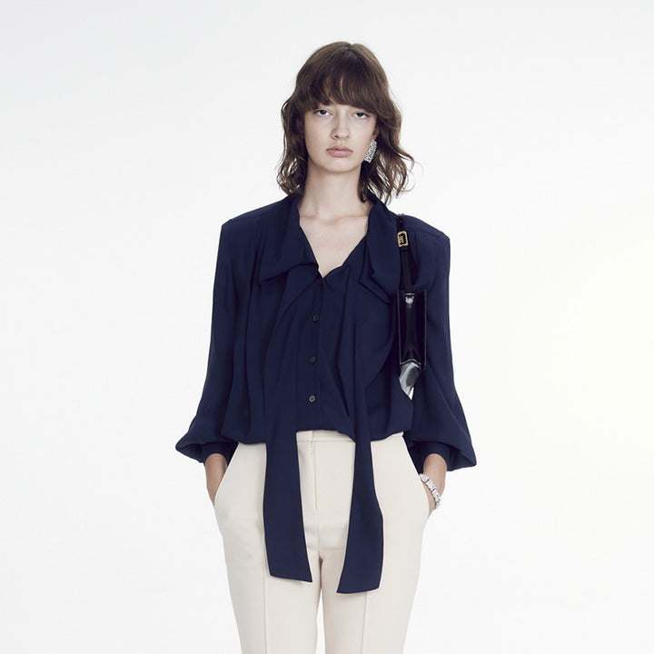 Dame elegant bluse med belte Skjora