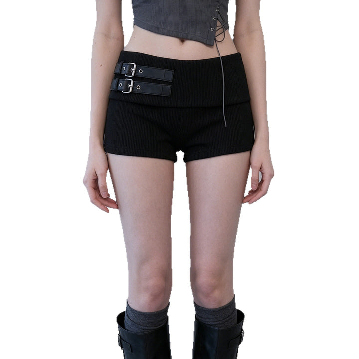 Dame elegante short med dekorative stropper og høy midje Skjora