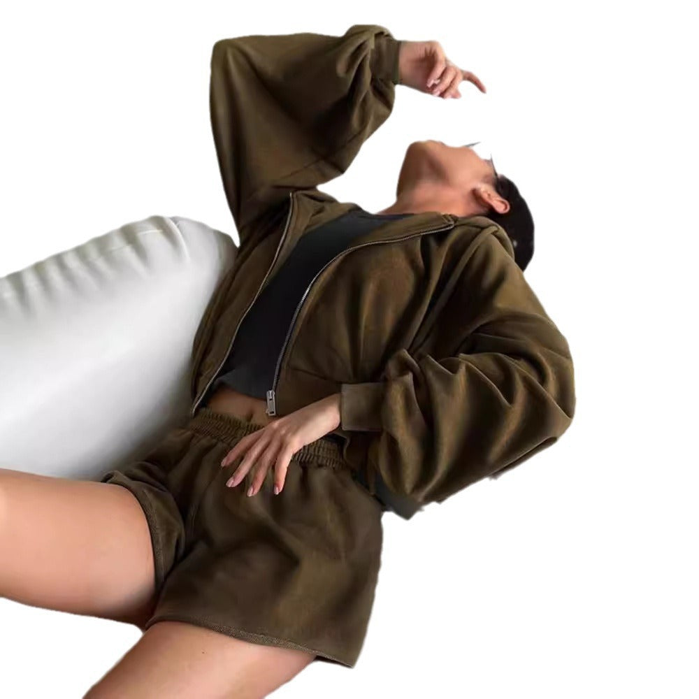 Dame casual sett med cropped topp og shorts Skjora