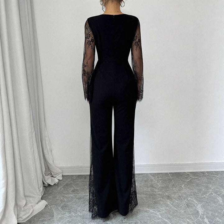 Damer Elegant Jumpsuit med skimrende spisse og vide ben Skjora