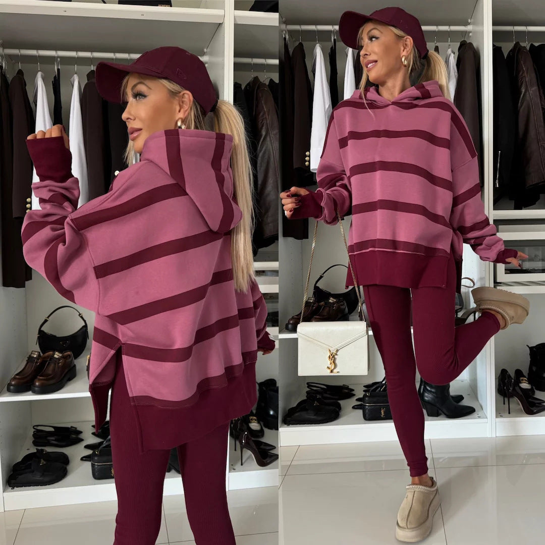 Kvinne Oversized Hoodie i Leopardmønster Skjora