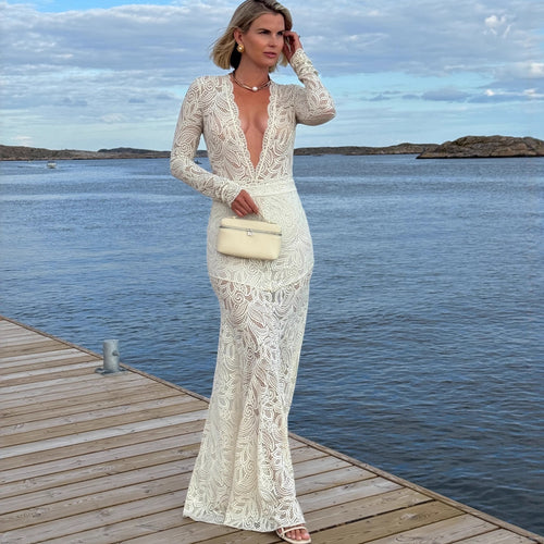 Dame blonde skjørt med høy midje og floral broderi Skjora
