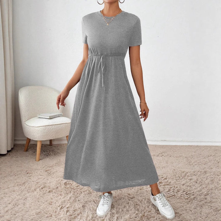 Damer casual maxikjole med elastisk midje og rundhals Skjora