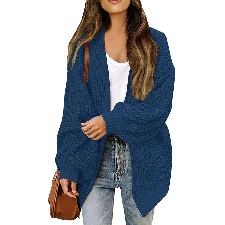 Kvinne chunky strikket cardigan med en avslappet passform og senkede skuldre Skjora