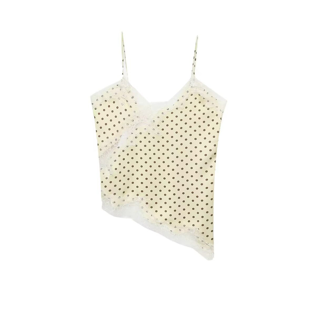 Dame-spets-camisole med asymmetrisk snitt og elegante punkter Skjora