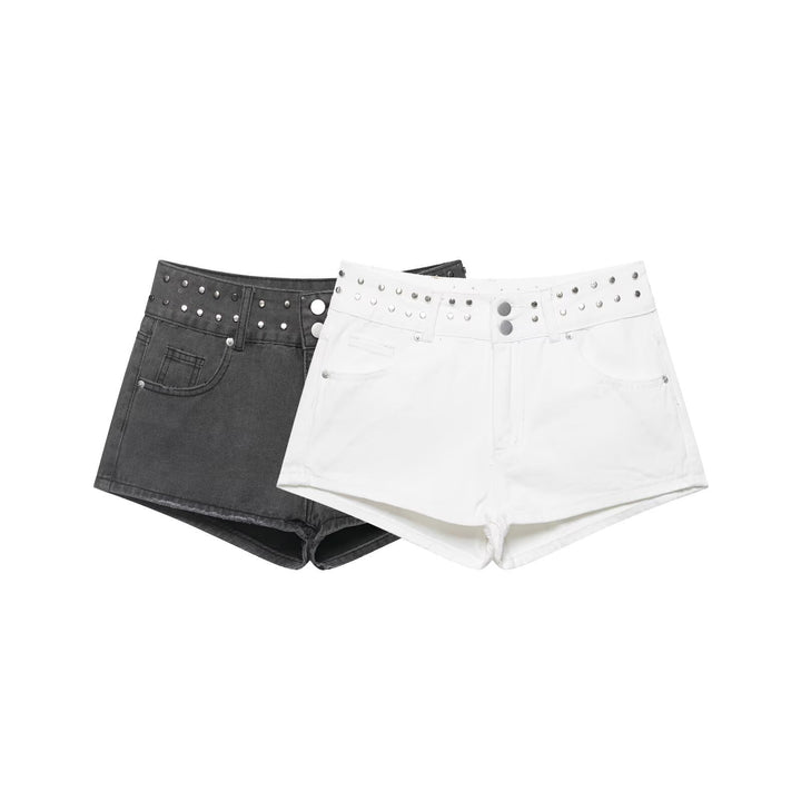 Damer stilige shorts med metalliske detaljer og høy midje Skjora