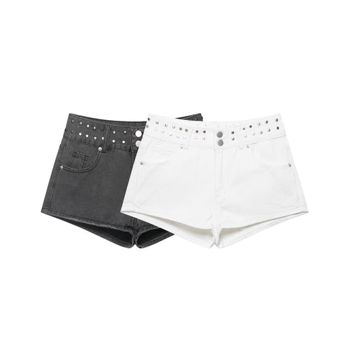 Damer stilige shorts med metalliske detaljer og høy midje Skjora