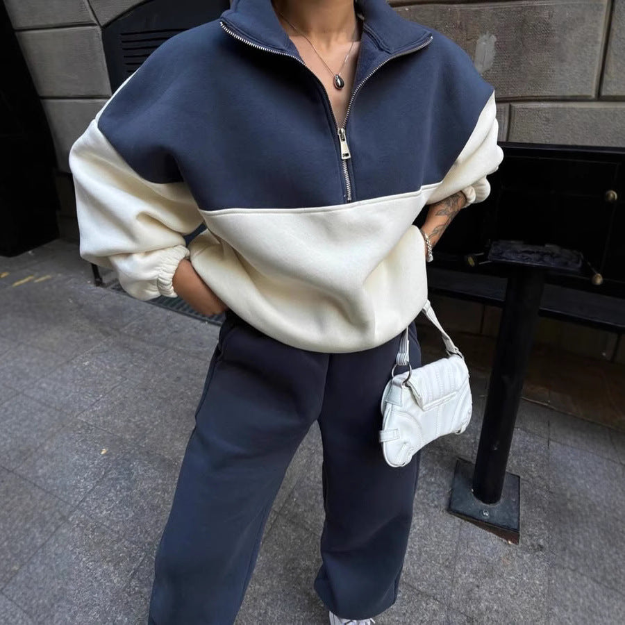 Kvinnes fleece sweatshirt med høy krage og praktiske sidelommer Skjora