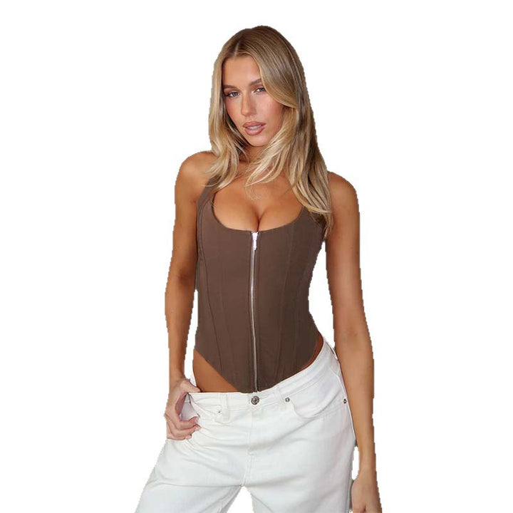 Dame figurnær bustier-overdel med glidelås og forsterket snitt Skjora