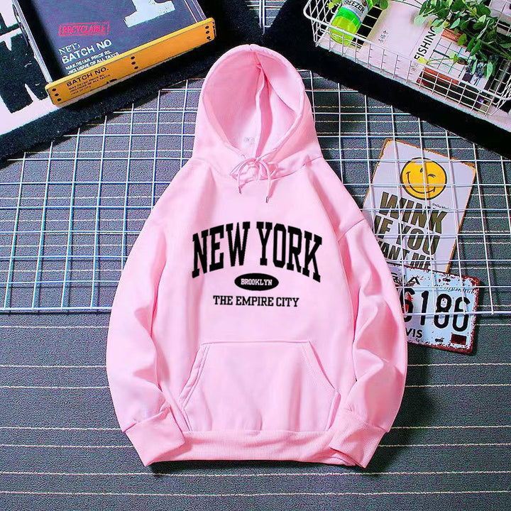 Kvinne behagelig hettegenser med New York-print Skjora