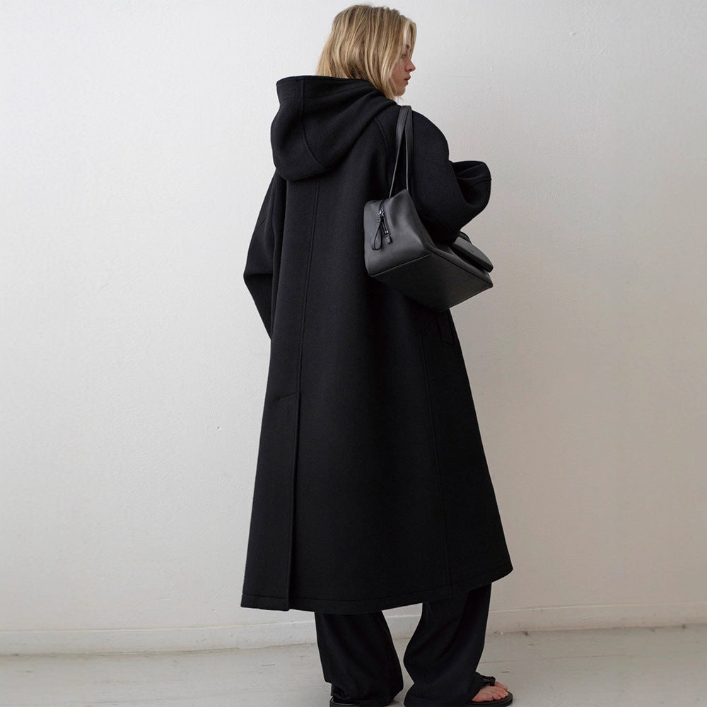 Dame Elegant Oversize-kåpe med hette og praktiske lommer Skjora