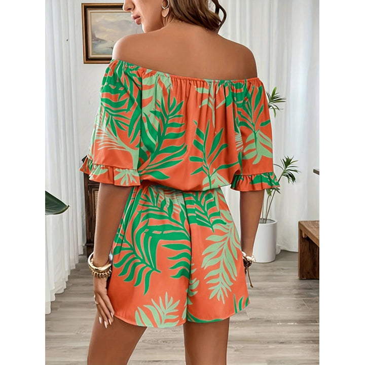 Damer Off-Shoulder Jumpsuit med blomsterdesign og elastisk bånd Skjora