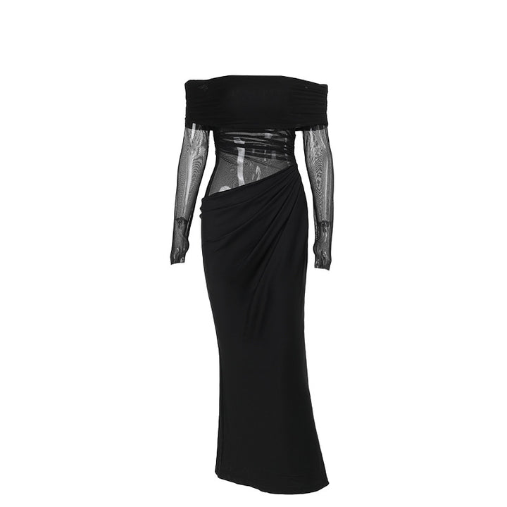 Dame Off-Shoulder Innviklingskjole med Volangdetaljer Skjora