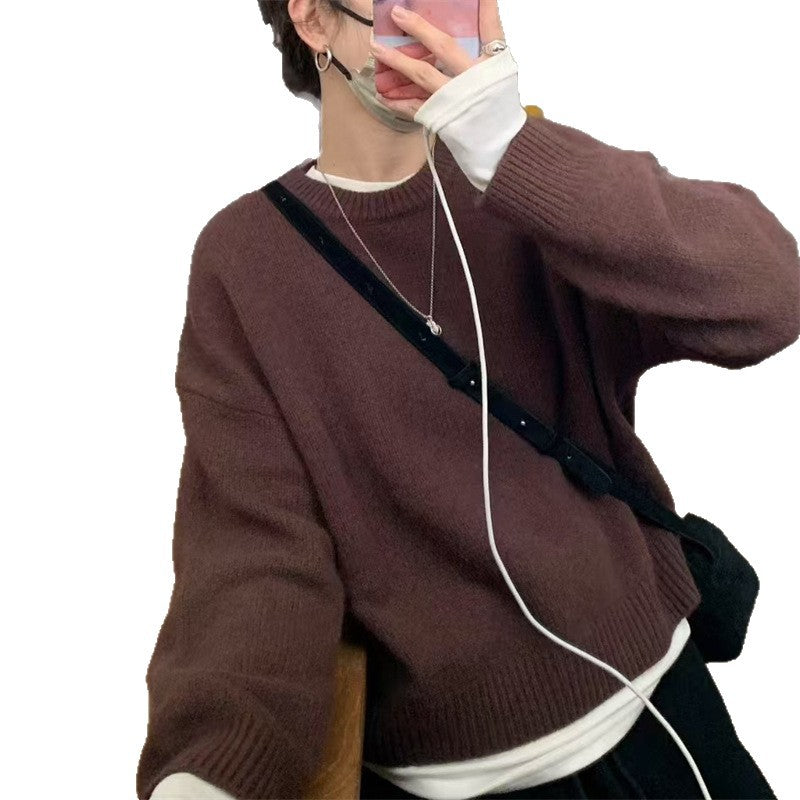 Kvinnens uformelle chunky strikkegenser med oversized snitt og myke ermer Skjora