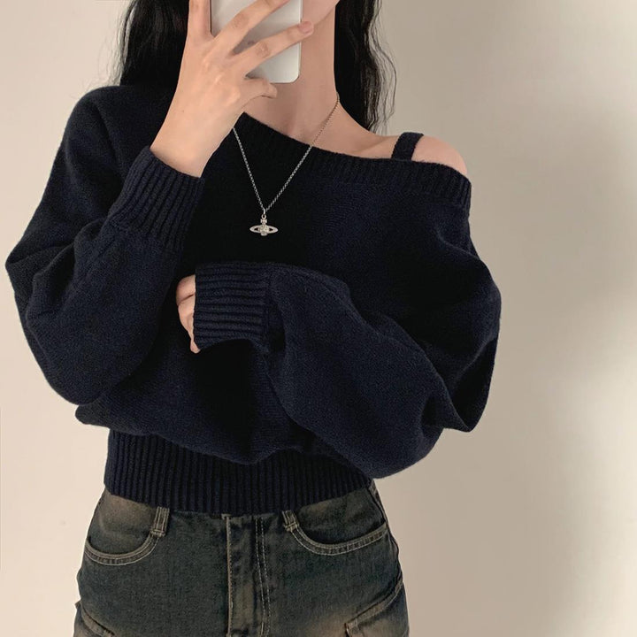 Dames Fashionable Genser med Skulderdesign og Casual Snitt Skjora