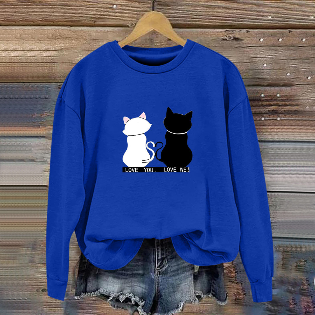 Kvinnesweatshirt med leken katte-design og humoristisk trykk Skjora