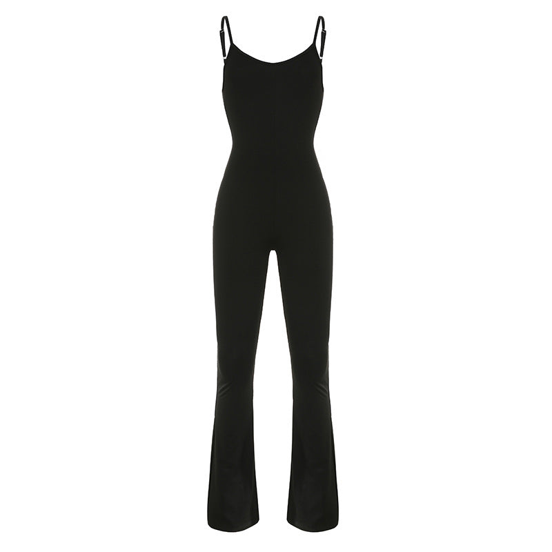 Damer bredskåret jumpsuit med justerbare spaghetti-stropper og stilig flare-snitt Skjora