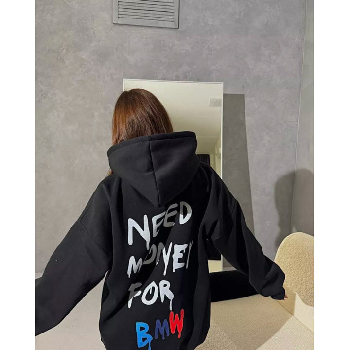 Dame Oversized Hoodie med stilige bokstaver Skjora