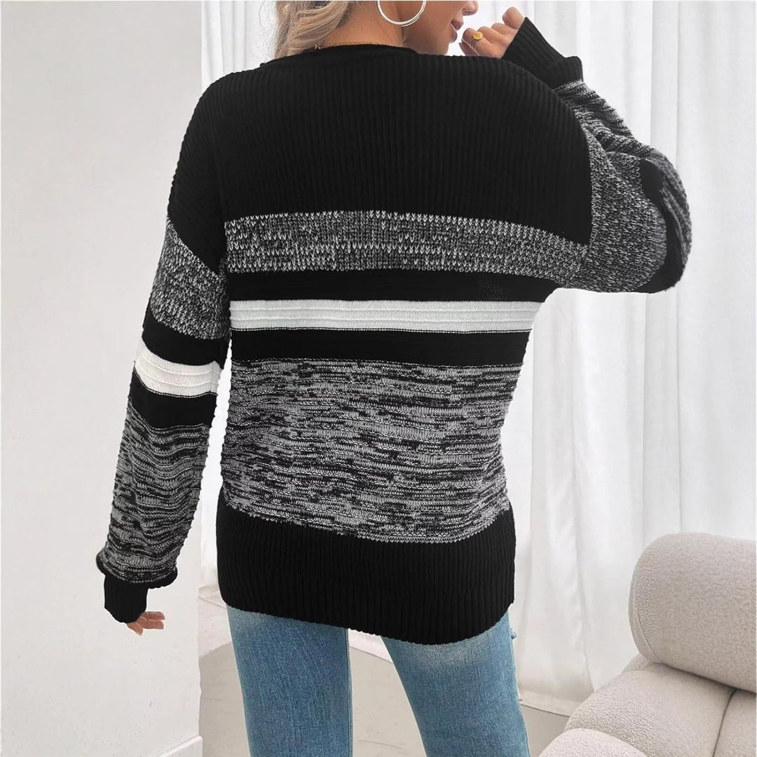 Kvinne casual genser med stripete design og løs passform Skjora
