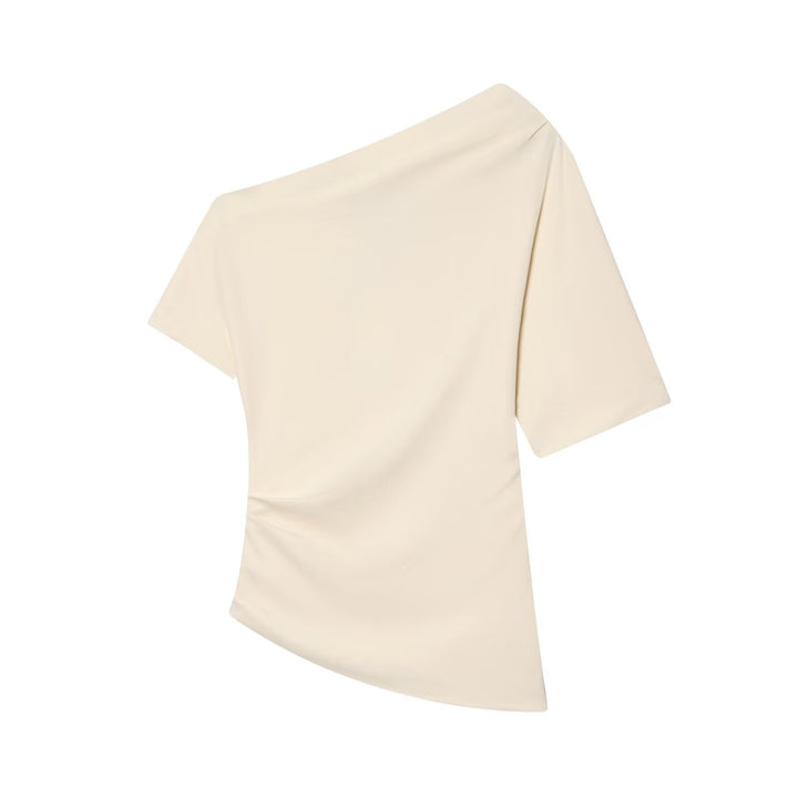 Damen asymmetrisk topp med elegant drapering Skjora