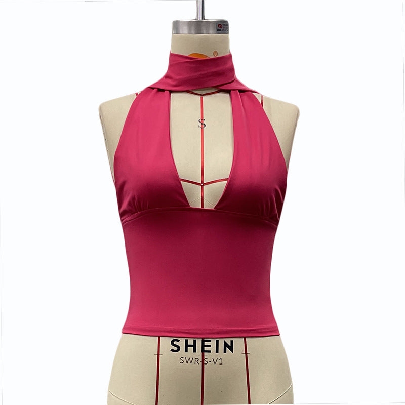 Dame Halterneck-top med leken design Skjora