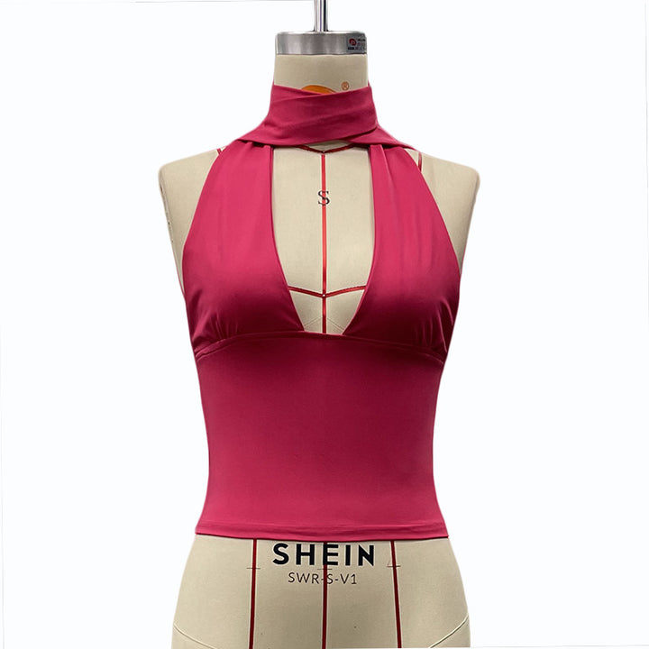 Dame Halterneck-top med leken design Skjora