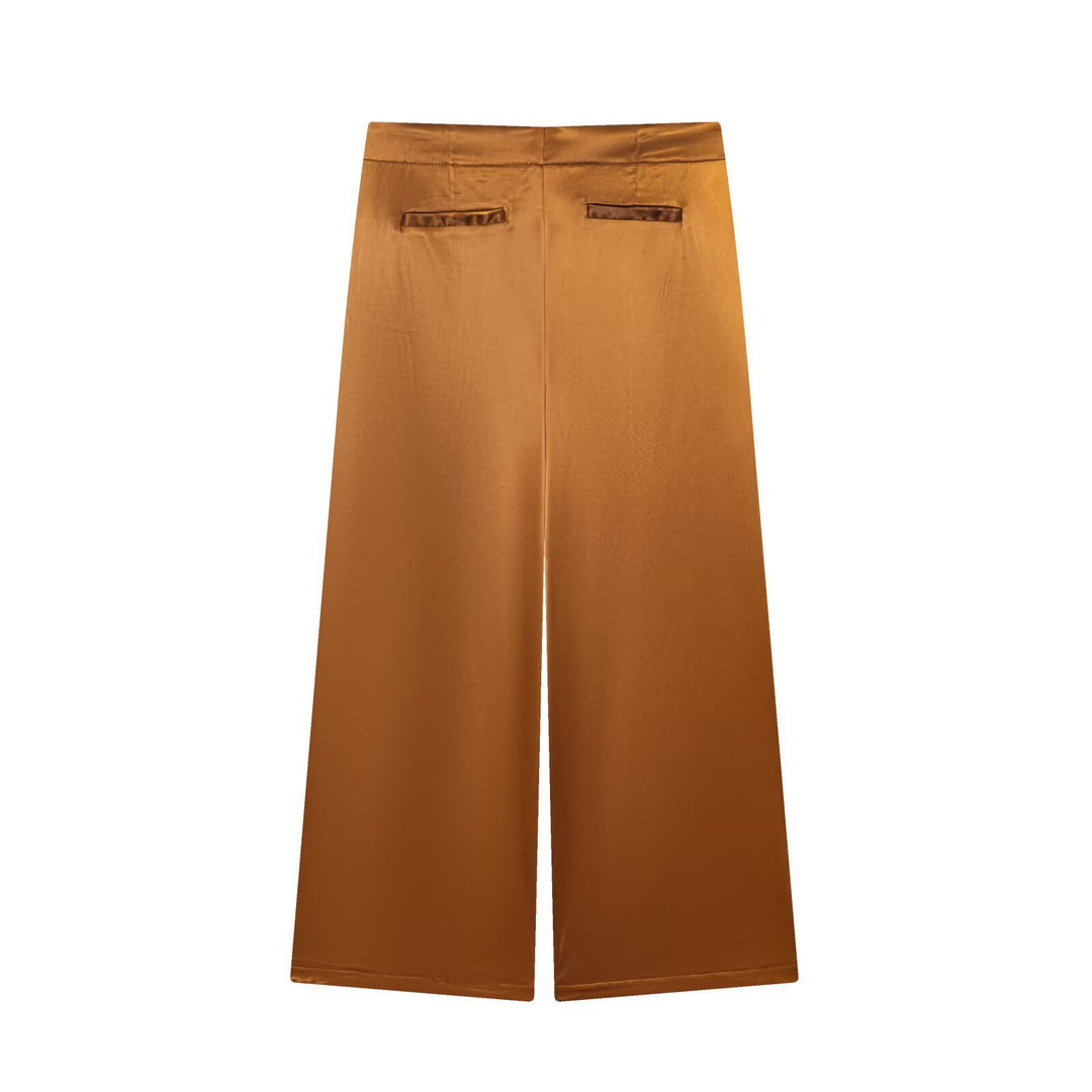 Damer elegant culotte-bukse med knapppdetaljer og høy midje Skjora
