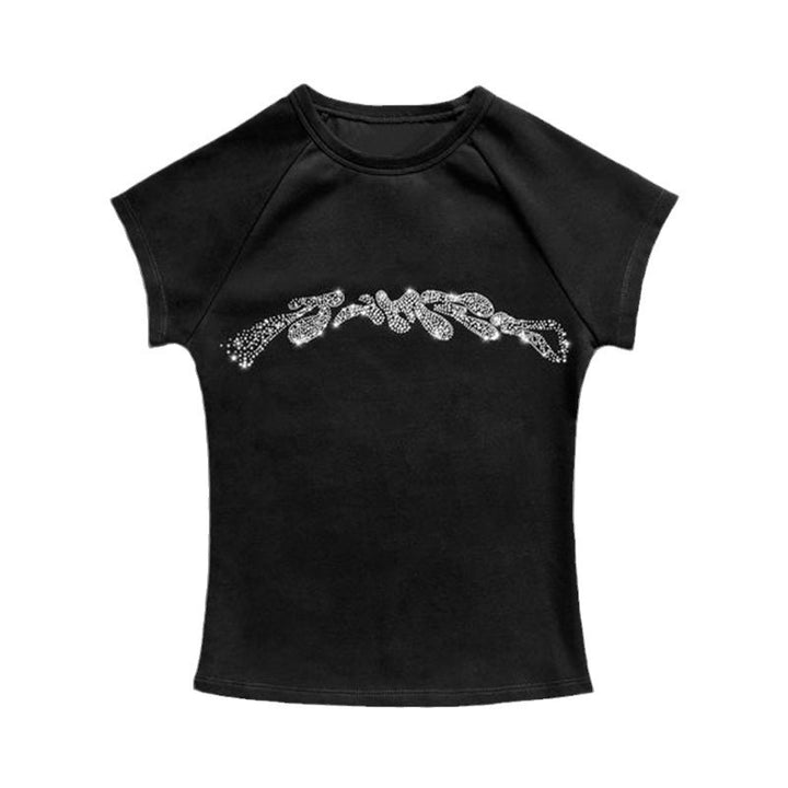 Women's trendy T-shirt with glitter motif Skjora