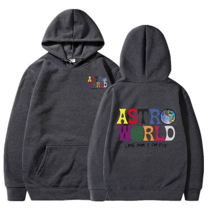 Damegens hoodie med lekent grafisk design og myk innside Skjora