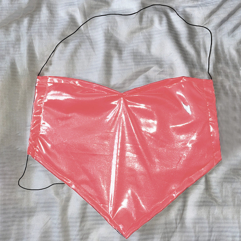 Dame glitrende Crop-Top i hjerte-design Skjora