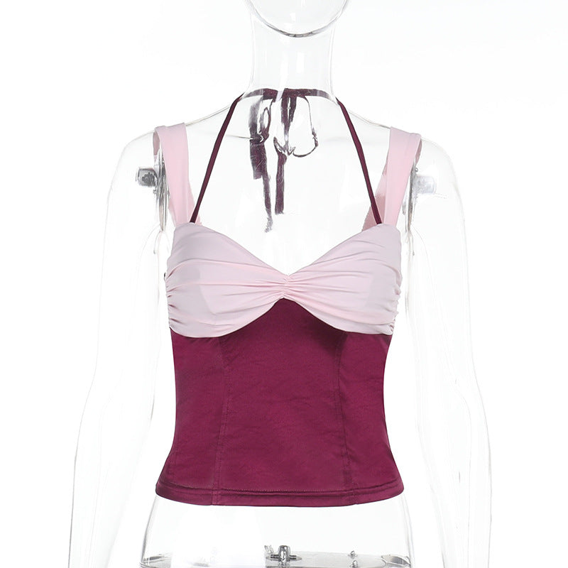 Dame Crop-Top med skulderfri design og raffinerte volangdetaljer Skjora