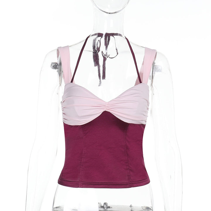 Dame Crop-Top med skulderfri design og raffinerte volangdetaljer Skjora