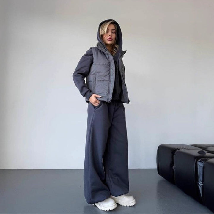 Kvindes quilted vest med hætte Skjora