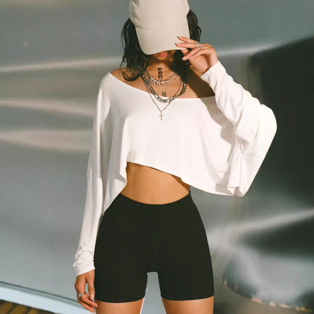 Damer casual en-sides topp med asymmetrisk snitt og løs design Skjora