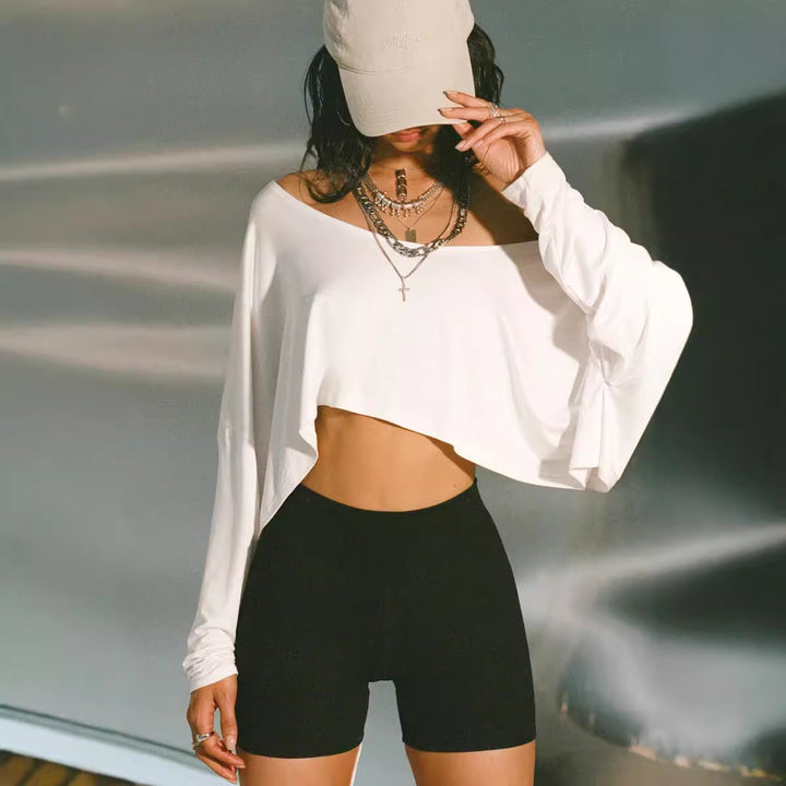 Damer casual en-sides topp med asymmetrisk snitt og løs design Skjora