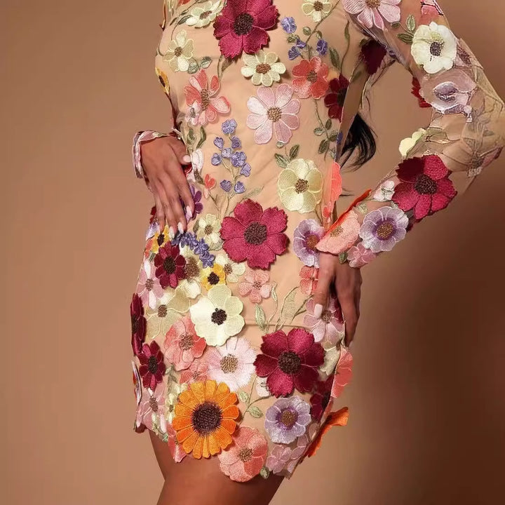 Damer Brodert Blomsterkjole Skjora