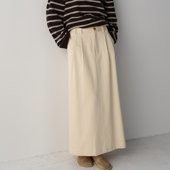Dame elegant og høyt liv maxi skjørt med folder Skjora