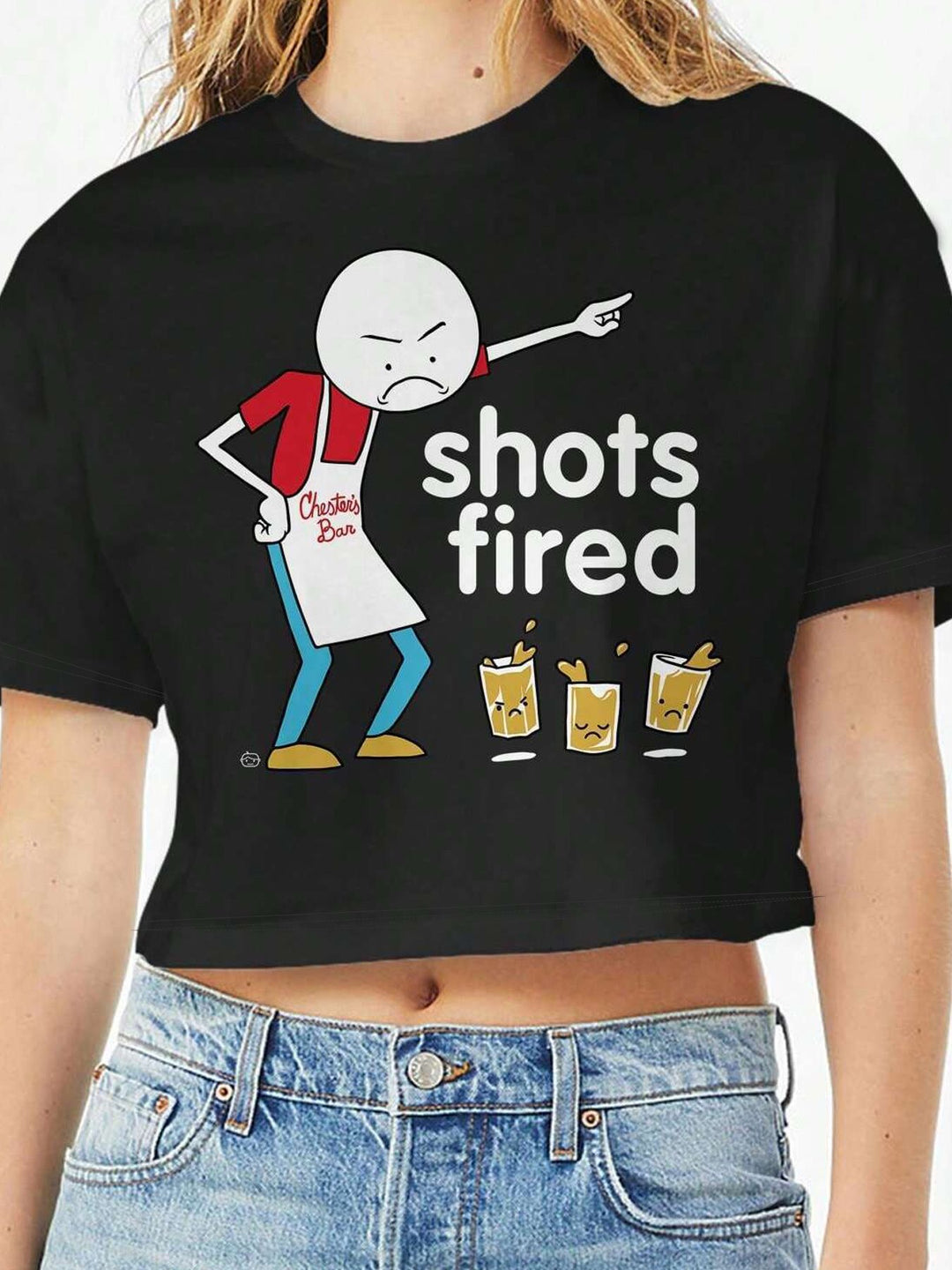Dame Crop-Top med iøynefallende tekst Skjora