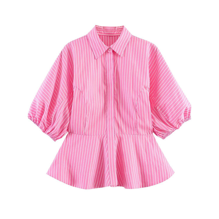 Dame Bluse skjorte med voluminøse ermer og elegant snitt Skjora
