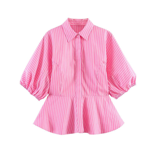 Dame Bluse skjorte med voluminøse ermer og elegant snitt Skjora