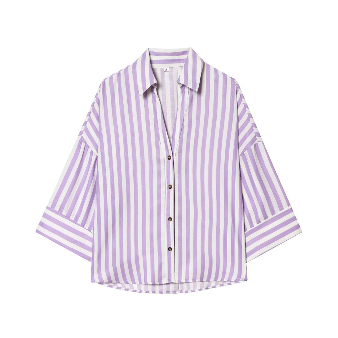 Dame skjorte-bluse med avslappet snitt og elegante 3/4-ermer Skjora